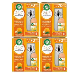 Airwick Air Freshener Freshmatic Auto Spray Sparkling Citrus (4 Machine and 4 Refill)