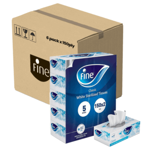 Fine 2ply White Facial Tissues 6 pack of 150ply