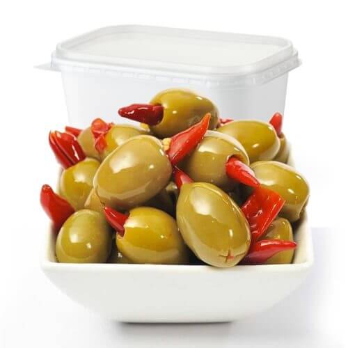 Turkish Green-Olives Stuffed with Chili 10kg- Bulk items- Catering items- Wholesale Food Products- Healthy Foods- Big Events