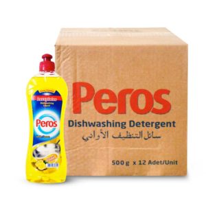Peros Dishwashing Liquid Lemon 24x500ml- Bulk items- Catering items- Wholesale Cleaning Products- Liquid Dishwashing Soap