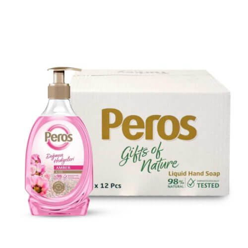Peros Liquid Hand-Soap Amber & Rose 12x400ml- Bulk items- Catering items- Wholesale Cleaning Products- Essential Products