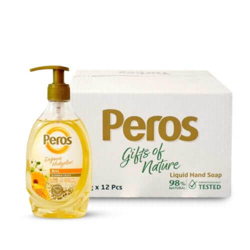 Peros Liquid Hand-Soap Honey & Cotton-Flower 12x400ml- Bulk items- Catering items- Wholesale Cleaning Products