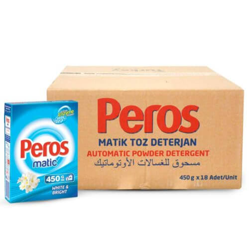 Peros Powder Detergent-Matic Box 18x450g- Bulk items- Catering items- Wholesale Cleaning Products- Essential Products- Detergent Powder
