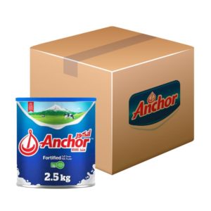 Anchor Milk Powder Tin 6x2.5kg- bulk items- catering items- cafe and restaurant supply- wholesale- healthy drink- milkshake- party- occasion