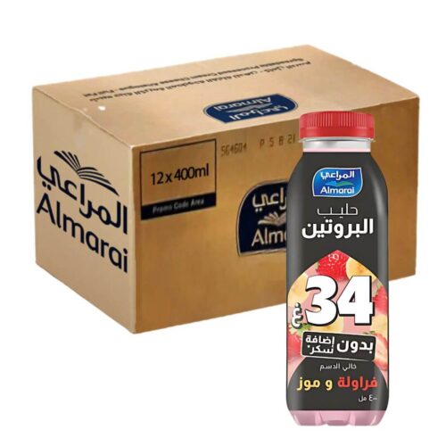 Almarai Strawberry and Banana Protein Milk Fat Free & No Added Sugar