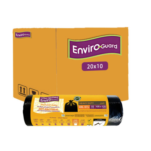 Enviro-Guard 67 Gallon Black Flat Trash Bag 105x125 20x10 Pcs