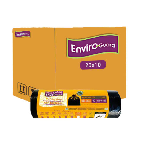 Enviro-Guard 67 Gallon Black Rolls Trash Bag 105x125 20x10 Pcs