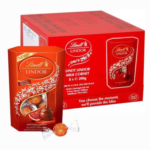 Lindt Lindor Cornet Milk Blood Orange Chocolates 8x200g
