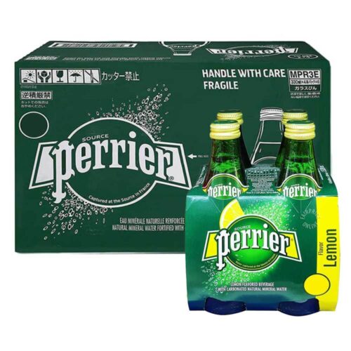 Perrier Natural Sparkling Water Lemon Glass