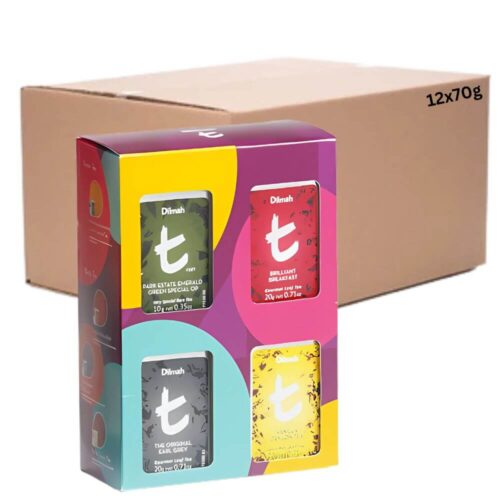 Dilmah T-series Tin Caddy Tea Gift Box - 4 Caddys 12x70g